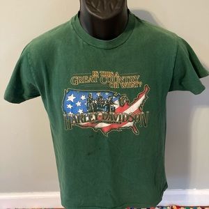 80s Harley Davidson Motorcycles Shirt Green Small